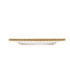 Prato Sobremesa Cristal com Borda Bolinha Dourada Pearl - 20 cm