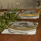 Prato Sobremesa Cristal com Borda Bolinha Dourada Pearl - 20 cm