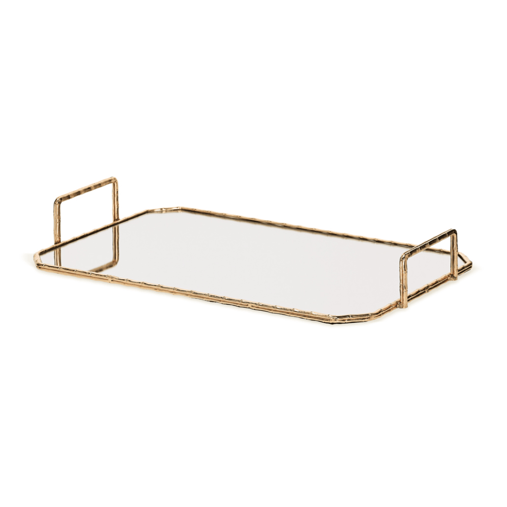 Bandeja em Metal Dourada com Espelho G 46,5cm