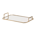 Bandeja em Metal Dourada com Espelho G 46,5cm