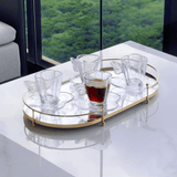 Bandeja em Metal Dourado e Vidro Espelhado 34cm P