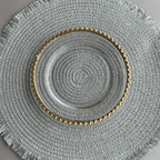 Prato Sobremesa Cristal com Borda Bolinha Dourada Pearl - 20 cm
