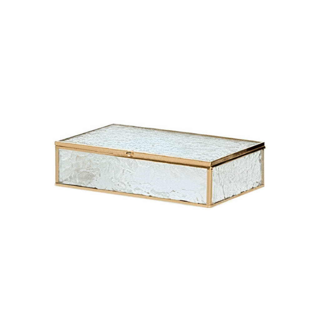 Caixa de Vidro e Metal Dourado 25cm G