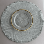Prato Sobremesa Cristal com Borda Bolinha Dourada Pearl - 20 cm