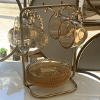 Suporte para Xicaras e Pires de Café Aço Dourado