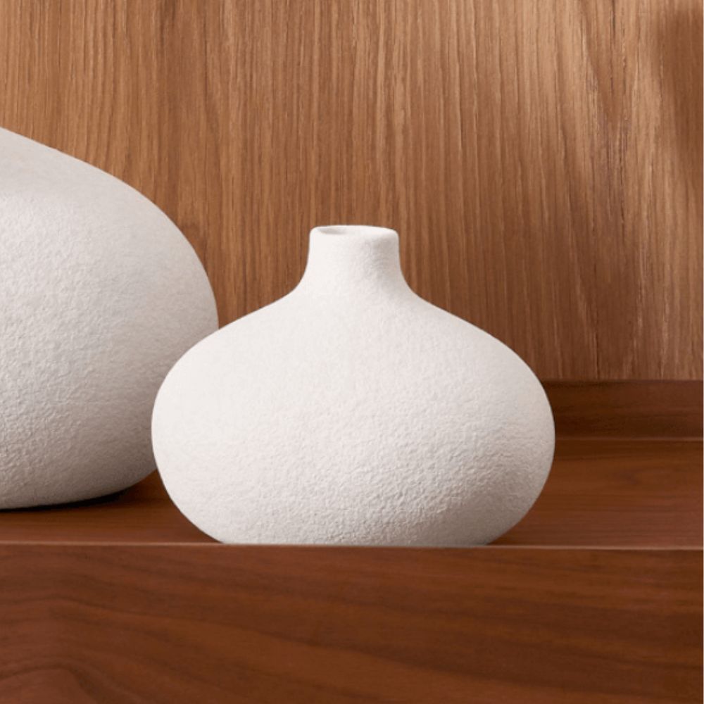 Vaso Decorativo em Cerâmica Cinza 15cm